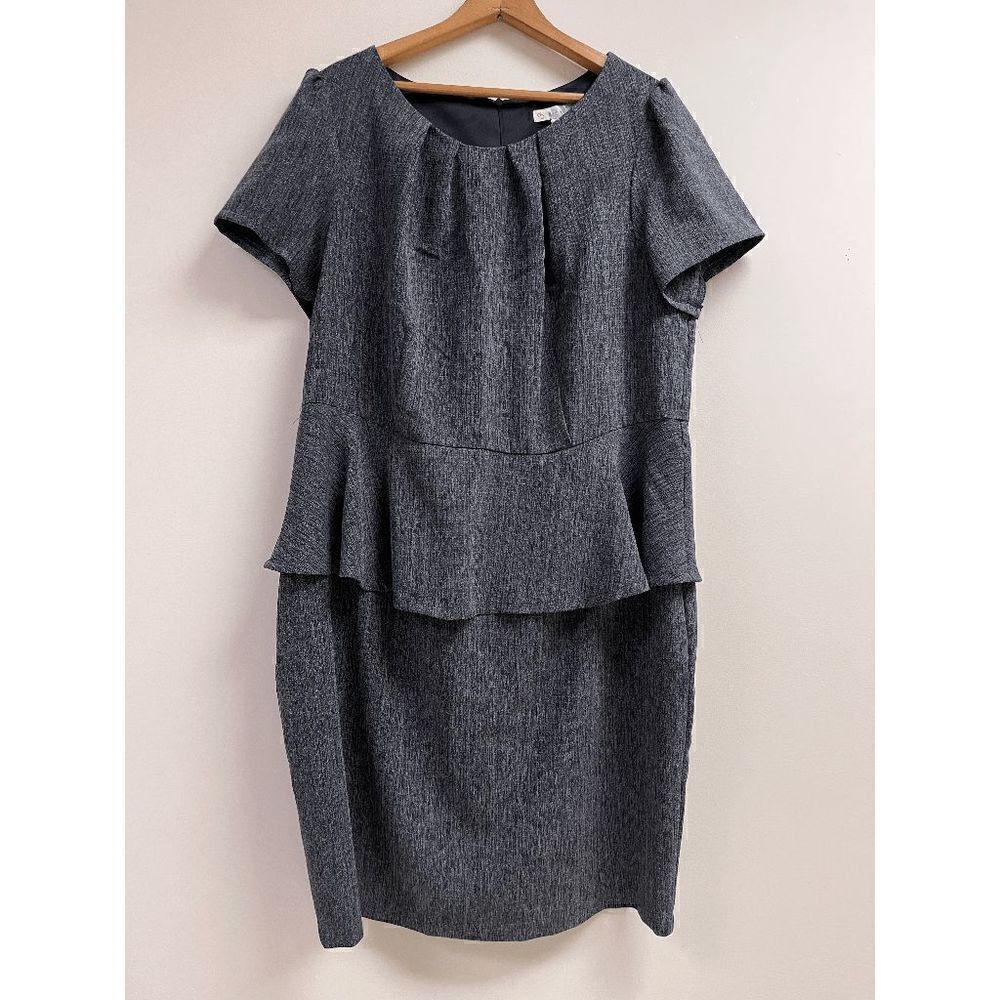 Vintage Womens Sleeveless Roni Sheath Dress with Peplum 1962 Gray Sz 14